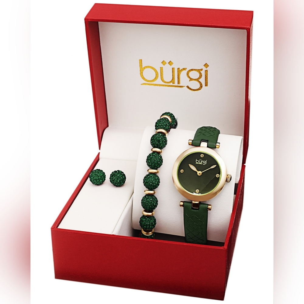 BürgiWomen's Leather Diamond Watch